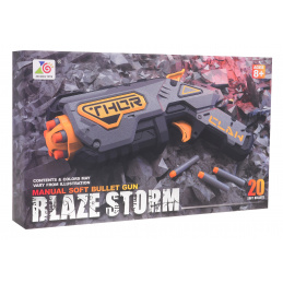 Blaze Storm Manulane Gun pre deti 8+ Grey + 20 bezpečných nábojov + pružinový mechanizmus