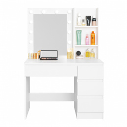 Aga Toaletný stolík so zrkadlom a osvetlením Matný biely