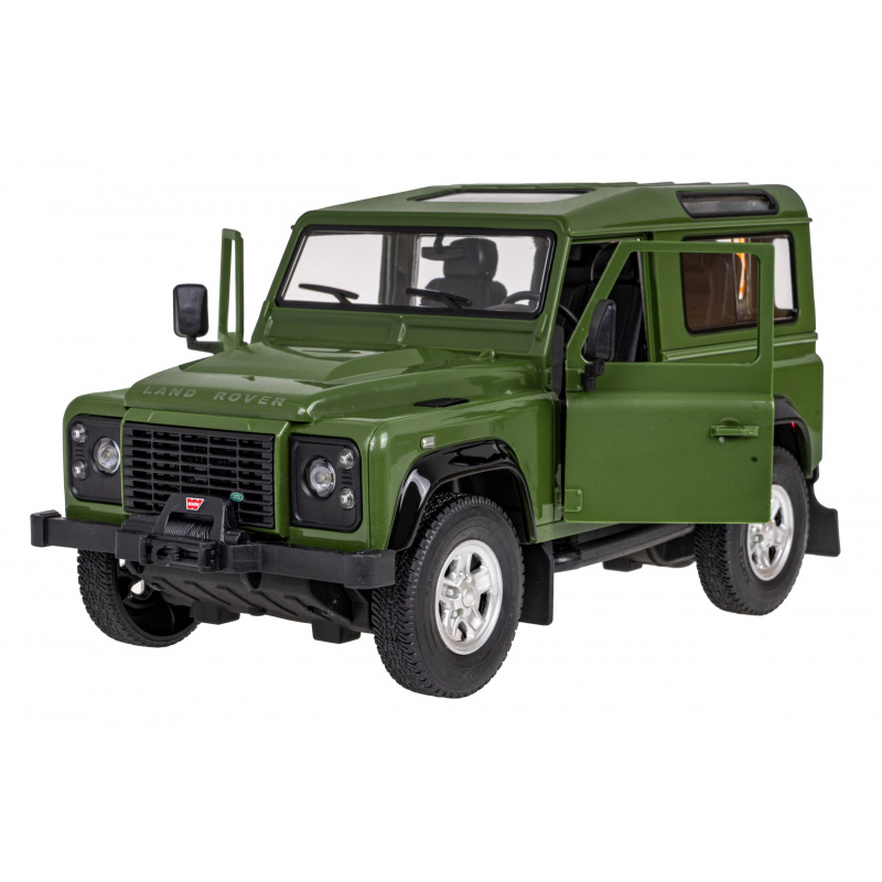 Land Rover Defender zelený RASTAR 1:14 model Autíčko na diaľkové ovládanie + 2,4 GHz diaľkové ovládanie + Manuálne otváranie dverí