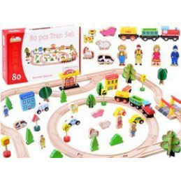 Veľká drevená vlaková súprava 80 dielov ZA3573
