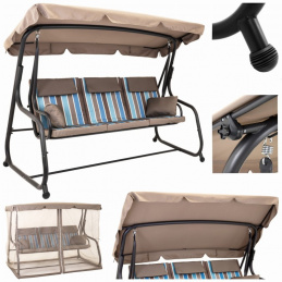 Záhradná hojdačka pre 3 osoby s moskytiérou