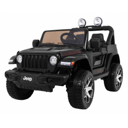 Jeep Wrangler Rubicon batéria pre deti čierna + diaľkové ovládanie + MP3 LED rádio + EVA kolesá Jeep Wrangler Rubicon batéria pre deti čierna + diaľkové ovládanie + MP3 LED rádio + EVA kolesá