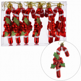 Červené vianočné ozdoby v tvare vianočných palíc