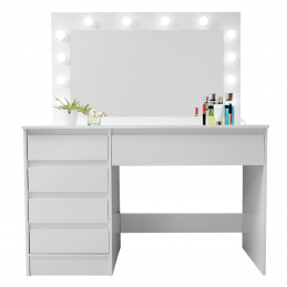 Aga Toaletný stolík so zrkadlom a osvetlením Matný biely