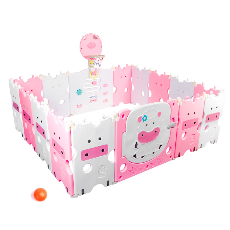 Aga4Kids Detská plastová ohrádka 186x156x64 cm Ružová DZ839 - II. KVALITA