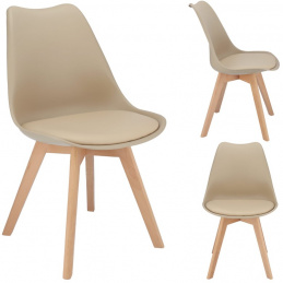 OSLO Skandinávska plastová stolička z ekokože béžová