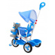 detský trojkolový bicykel Elephant Blue + zvuky + strieška + zábrana + opierka nôh + rukoväť + lyžiny + úložný priestor