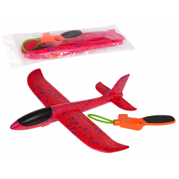 Polystyrénové lietadlo s ručným katapultom červené