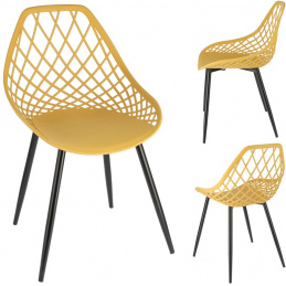 Plastová horčicová stolička ARANDA s čiernymi nohami