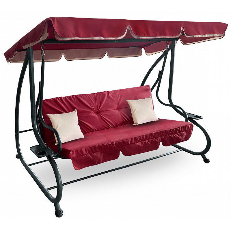 Aga Záhradná hojdačka 2v1 GRANDLUX Tmavo červená + Krycia plachta - II. AKOSŤ