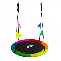 Aga Závesný hojdací kruh 110 cm Šesťfarebný s vlajkami