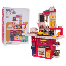Kuchyňa Kuchynský Kútik s Funkciou Svetiel, Zvuku a Vody 80ks. Červená