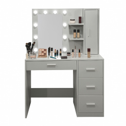 Aga Toaletný stolík so zrkadlom a osvetlením Sivý