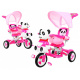 detský trojkolový bicykel Panda Pink + zvuky + strieška + zábrana + opierka nôh + rukoväť + lyžiny + úložný priestor
