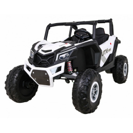 UTV-MX batériová buggy pre deti Biela + pohon 4x4 + diaľkové ovládanie + LED audio + úložný priestor + EVA + pomalý štart
