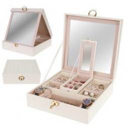 Luxusná šperkovnica so zrkadlom biela Beautylushh