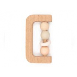 Hrkálka do ruky drevo + silikón ružová 4m+ BAMBOOM univerzálna