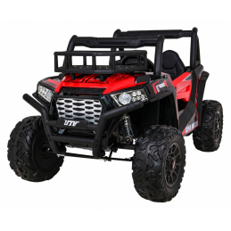 Buggy UTV Off-roader pre deti Červená + diaľkové ovládanie + nosič batožiny + pomalý štart + EVA + MP3 LED