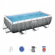 Power Steel 404x201x100 Imitácia ratanu 13x6FT BESTWAY 6in1 Rack Pool + čerpadlo + rebrík