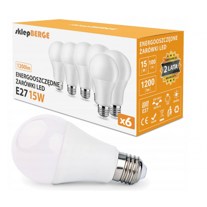 10x LED žiarovka - E27 - 15W - 1200Lm - neutrálna biela