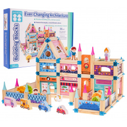 Drevený dom pre princezné pre deti 3+ Kocky 278 el. + Obrázky + Konektory + Príručka