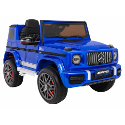 Mercedes AMG G63 pre deti Modrá farba + diaľkové ovládanie + MP3 LED + pomalý štart + EVA + pásy