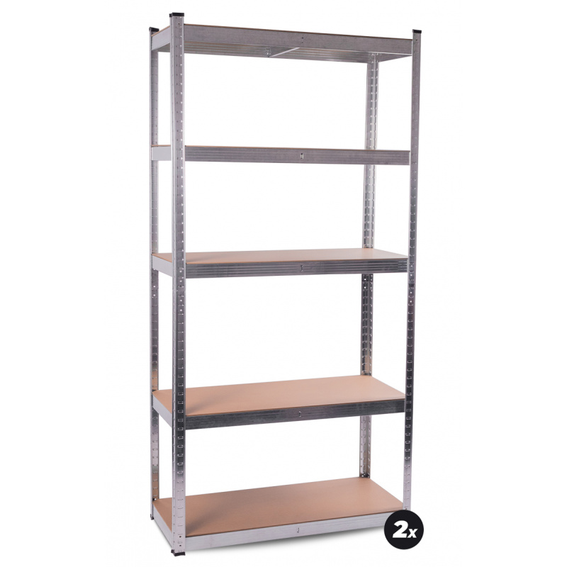Aga 2x Kovový regál 180x90x40 cm 5 políc