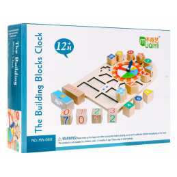 Vzdelávacia drevená tabuľa Hodiny pre deti 12m+ Učí sa čítať čas a počasie