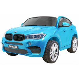 BMW X6M XXL pre 2 deti Modrá farba + Pilot + Eco koža + Bezpečnostné pásy + Pomalý štart + MP3 + LED