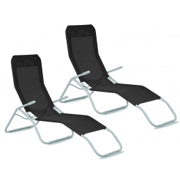 Aga 2x Záhradné lehátko SIESTA Čierne