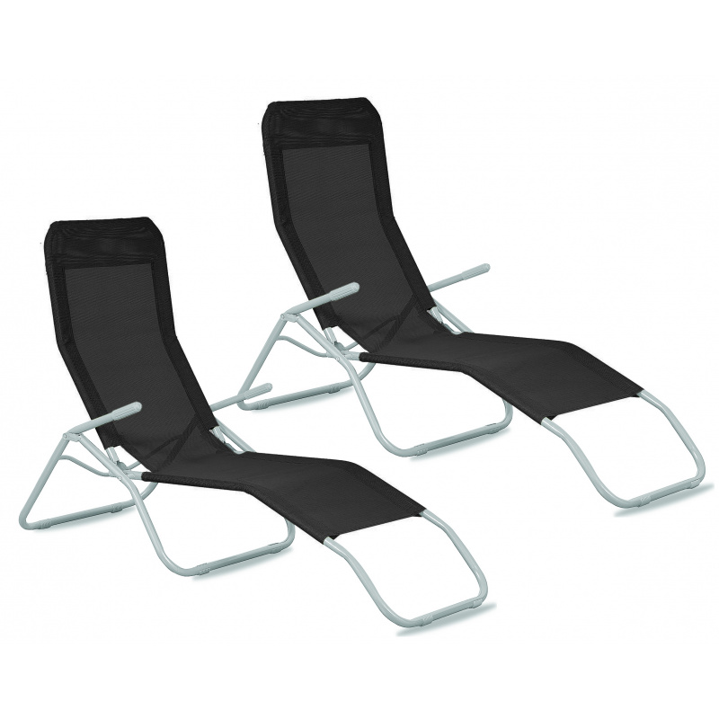 Aga 2x Záhradné lehátko SIESTA Čierne