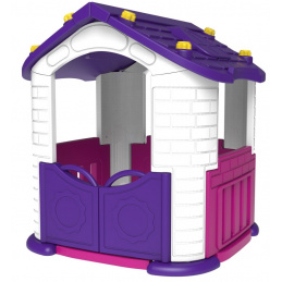 Detský záhradný domček 3 v 1 Fialový + šmykľavka + záhrada s plotom