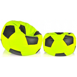 Aga Sedací vak BALL XXXL Čierna - Svetlo zelená + podnožka