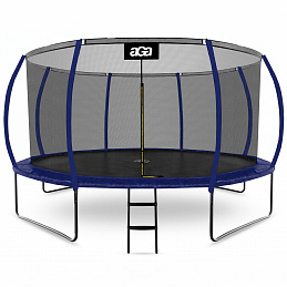 Aga SPORT EXCLUSIVE Trampolína 430 cm Tmavomodrá + ochranná sieť + rebrík