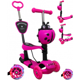 R-Sport Detská trojkolová kolobežka H3 Ružová 5v1 s LED kolieskami