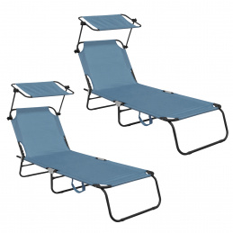 Aga 2x Záhradné polohovacie lehátko so strieškou Svetlomodré Aga 2x Záhradné polohovacie lehátko so strieškou Svetlomodré