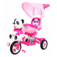 detský trojkolový bicykel Panda Pink + zvuky + strieška + zábrana + opierka nôh + rukoväť + lyžiny + úložný priestor