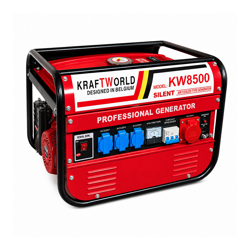KraftWorld Trojfázová benzínová elektrocentrála KW-8500 2 kW