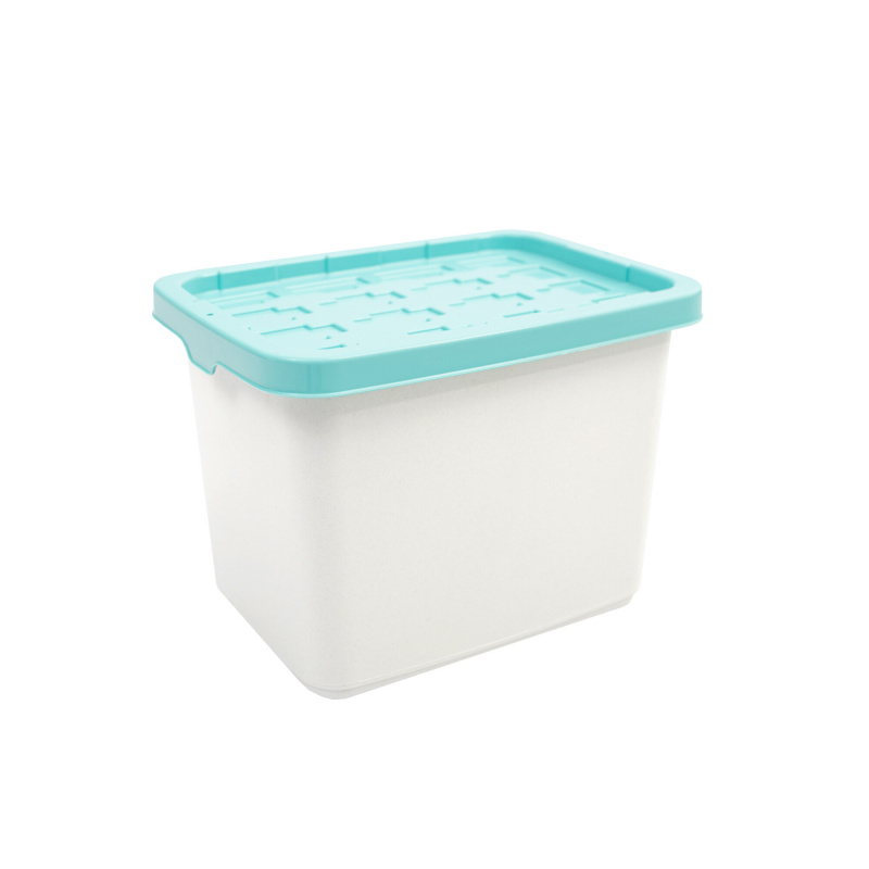 Doloni Úložný box s vekom 37x27x27 Biela/Tyrkysová