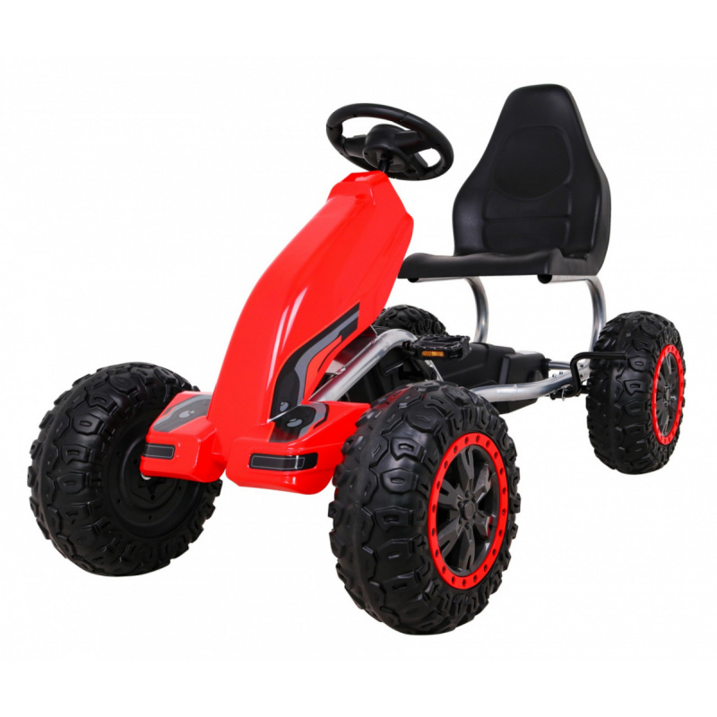 Veľká šliapacia motokára Silná pre deti Červená + 100 kg záťaž + EVA kolesá + Ručná brzda + Športové sedadlo