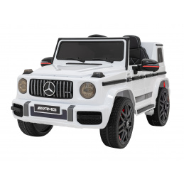 Mercedes AMG G63 pre deti biely + diaľkové ovládanie + MP3 LED + pomalý štart + EVA + pásy