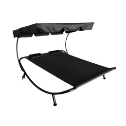 Aga Záhradné lehátko pre dve osoby so strieškou Čierne Aga Záhradné lehátko pre dve osoby so strieškou Čierne