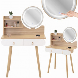 Kozmetický toaletný stolík so zrkadlom LED