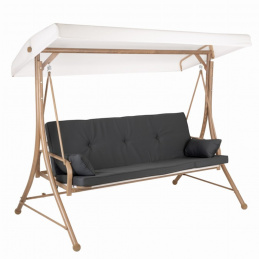 Záhradná hojdačka pre 3 osoby s baldachýnom - rozkladacia na plocho