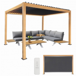 Záhradná pergola 3x4 m LED osvetlenie 4 bočné závesy antracitové - diaľkové ovládanie