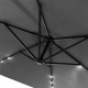 Aga Záhradný slnečník 300 cm Sivý s LED osvetlením