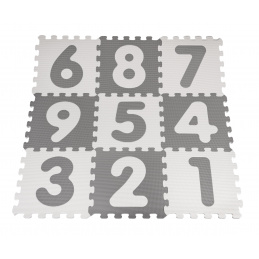 Bielo-sivá podložka s 9 puzzle pre deti 10m+ Odnímateľné čísla písmená + EVA pena + Ag+ antibakteriálny povlak