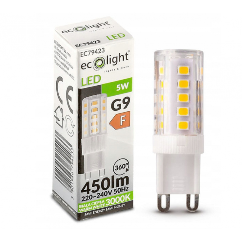 LED žiarovka - G9 - 5W - 450lm - teplá biela