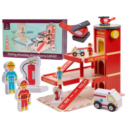Aga Detská drevená garáž GANAO - Hasičský zbor
