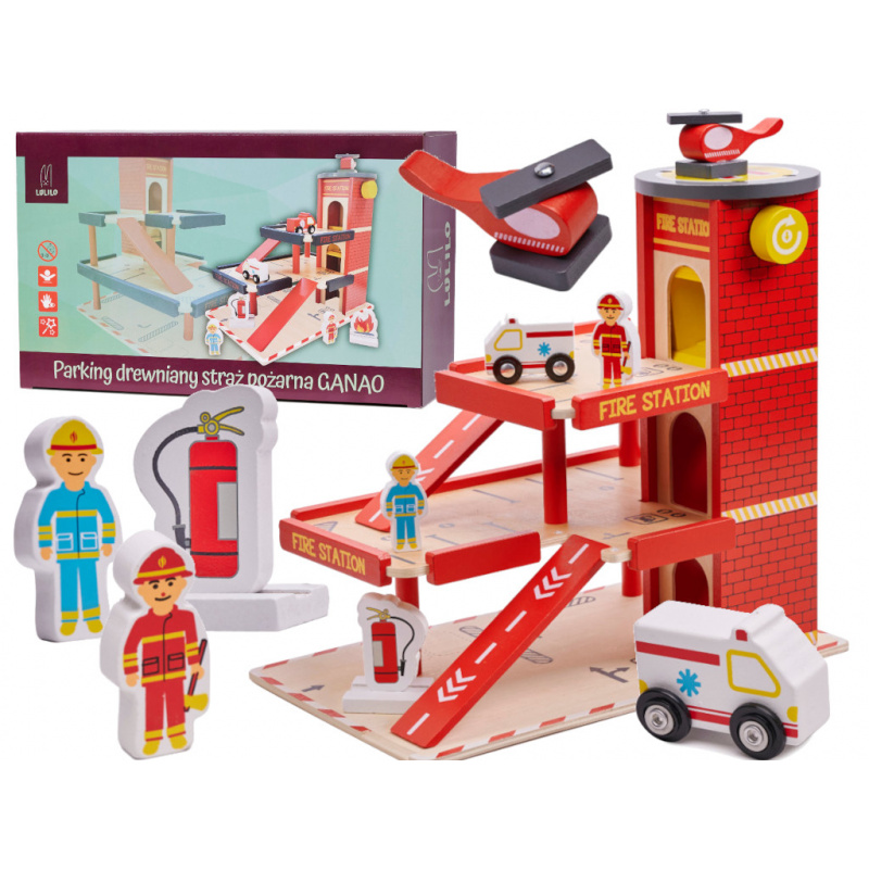 Aga Detská drevená garáž GANAO - Hasičský zbor